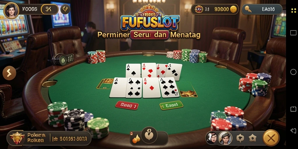 Tampilan gameplay FUFUSLOT yang mendebarkan saat bermain poker.