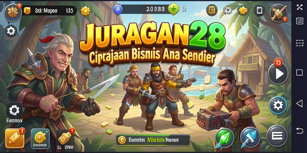 Screenshot gameplay JURAGAN28 yang menampilkan strategi bisnis.
