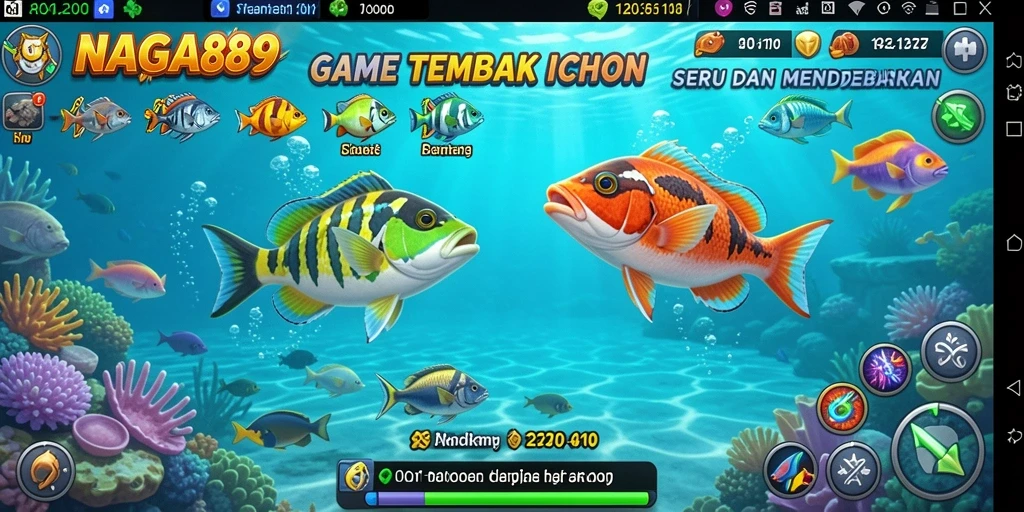 Screenshot gameplay NAGA889 yang menampilkan aksi seru menembak ikan.