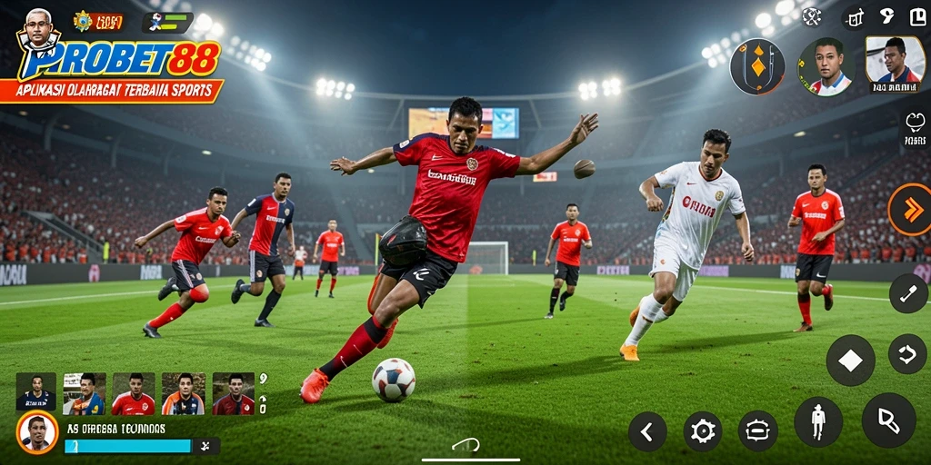 Tampilan gameplay interaktif dan informasi olahraga yang lengkap.
