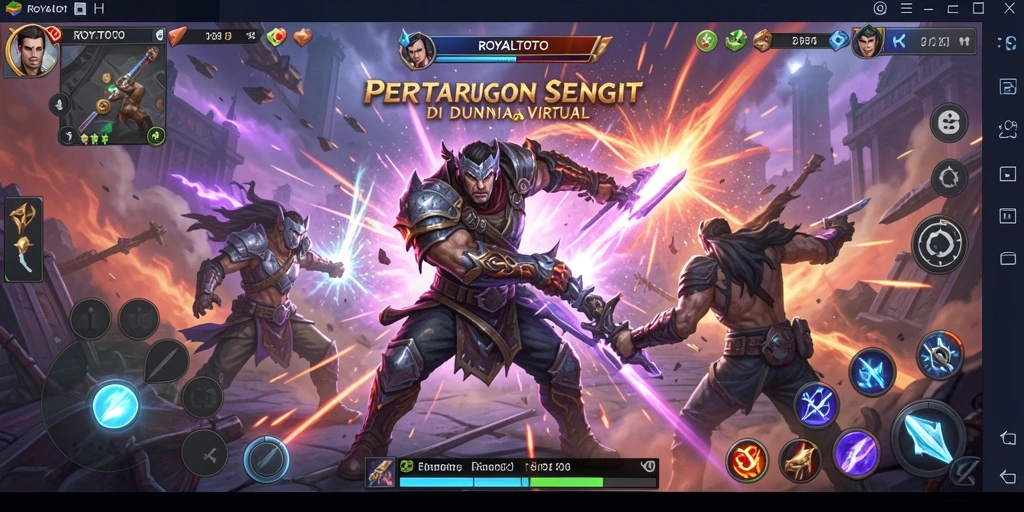 Tampilan seru dari gameplay Fighting ROYALTOTO di arena pertarungan.