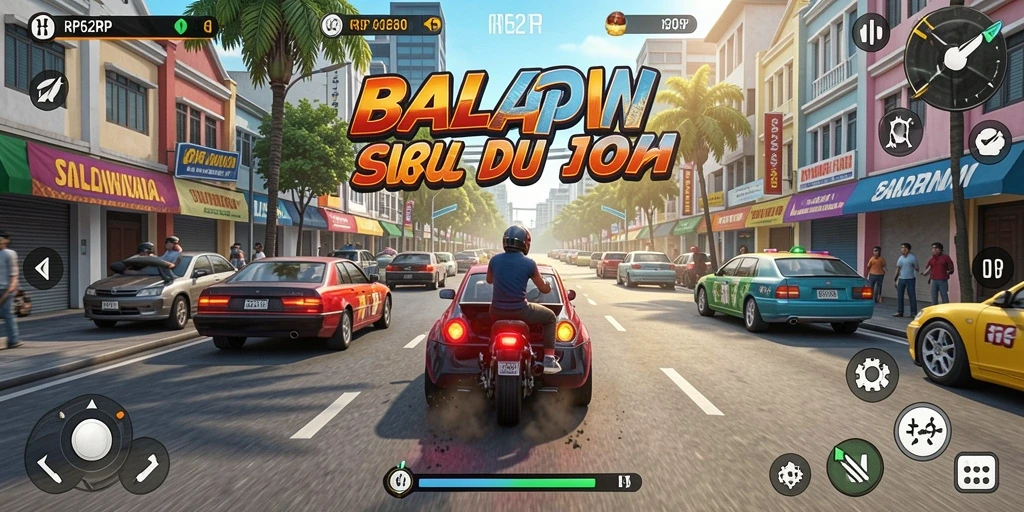 Tangkapan layar gameplay balapan yang mendebarkan di RP62RP.