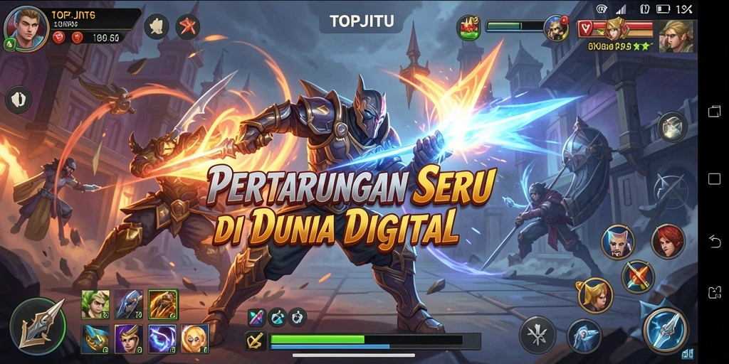 Tampilan seru gameplay dalam pertarungan intens di TOPJITU.
