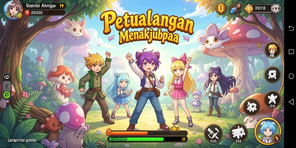 Gambaran gameplay V07 dengan karakter anime yang menarik.